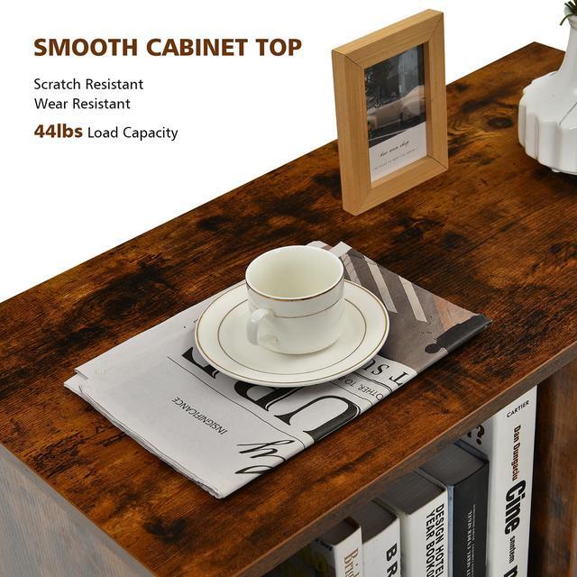 Alt view image 5 of 7 - Costway File Cabinet Mobile Lateral Printer Stand with Storage Shelves Brown
