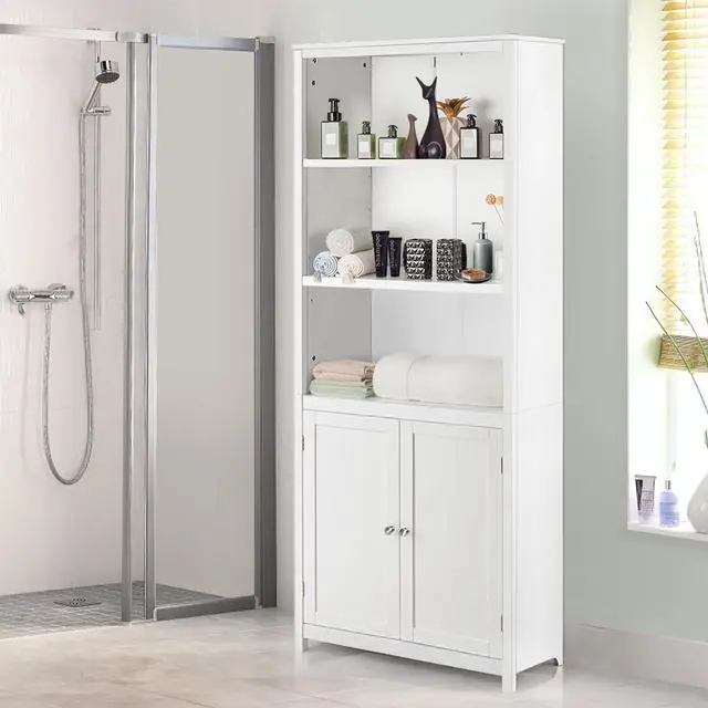 Alt view image 5 of 7 - Costway Bookcase Shelving Storage Wooden Cabinet Unit Standing Display Bookcase W/Doors