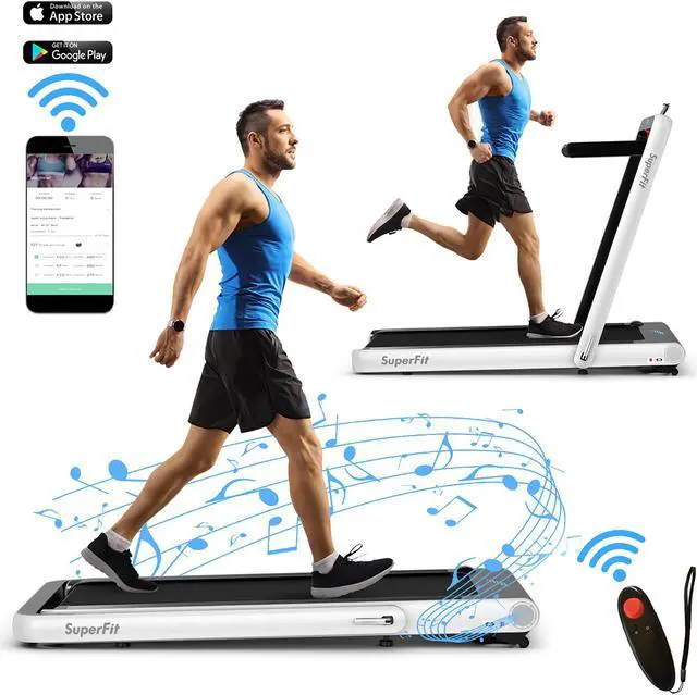 Main image of SuperFit 4.75HP 2 In 1 Folding Treadmill W/Remote APP Control White