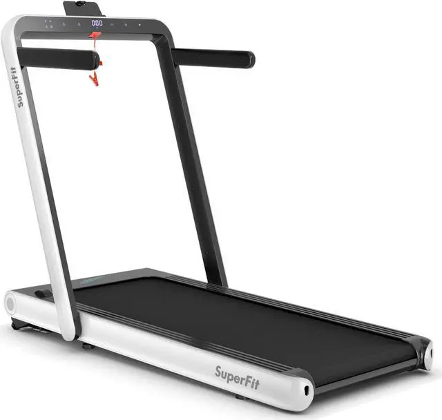 Alt view image 2 of 7 - SuperFit 4.75HP 2 In 1 Folding Treadmill W/Remote APP Control White