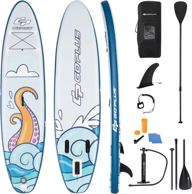 Main image of Goplus 11' Inflatable Stand Up Paddle Board Surfboard W/Aluminum Paddle Pump Blue
