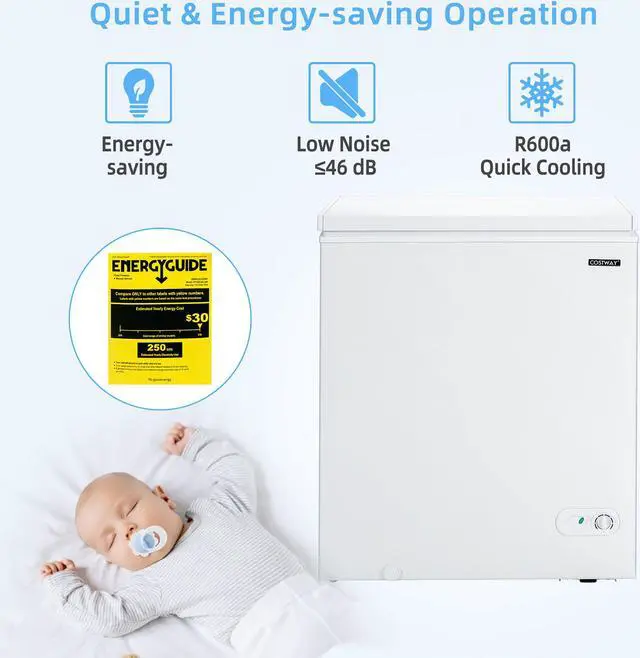 Alt view image 5 of 7 - Costway 5.2 Cu.ft Chest Freezer Upright Single Door Refrigerator w/ 3  Baskets