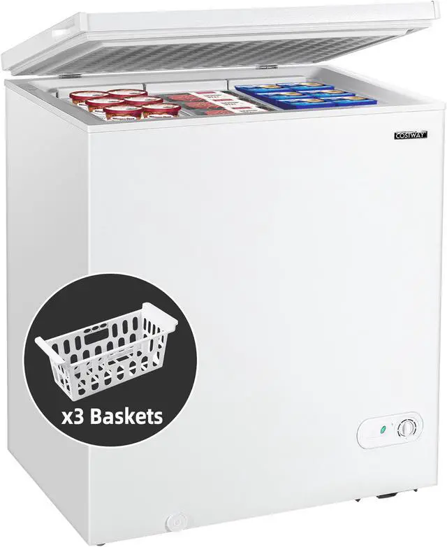 Main image of Costway 5.2 Cu.ft Chest Freezer Upright Single Door Refrigerator w/ 3  Baskets