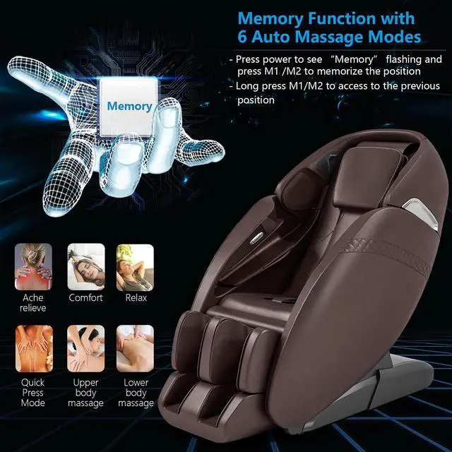 Alt view image 5 of 7 - Costway Full Body Zero Gravity SL Track Massage Chair w/ Negative Ion Generator