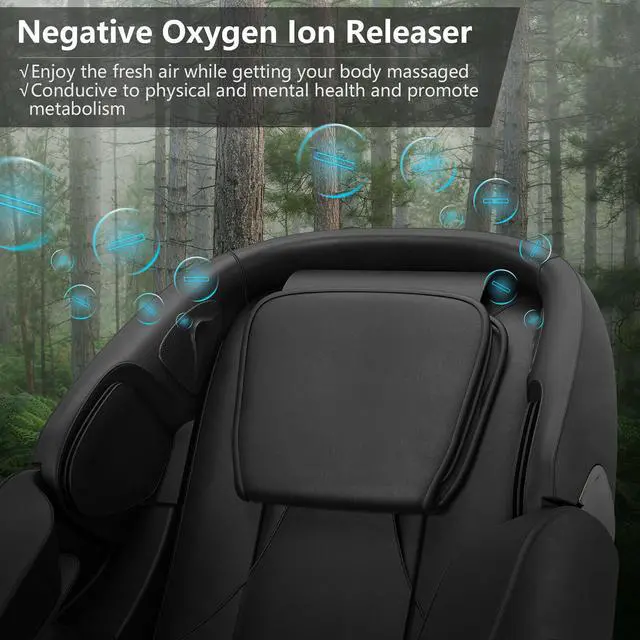 Alt view image 2 of 7 - Costway Full Body Zero Gravity SL Track Massage Chair w/ Negative Ion Generator