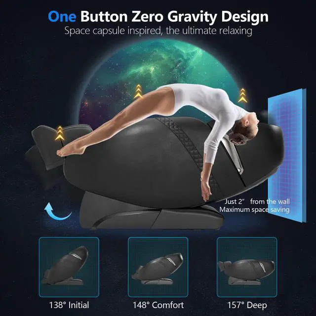 Alt view image 6 of 7 - Costway Full Body Zero Gravity SL Track Massage Chair w/ Negative Ion Generator