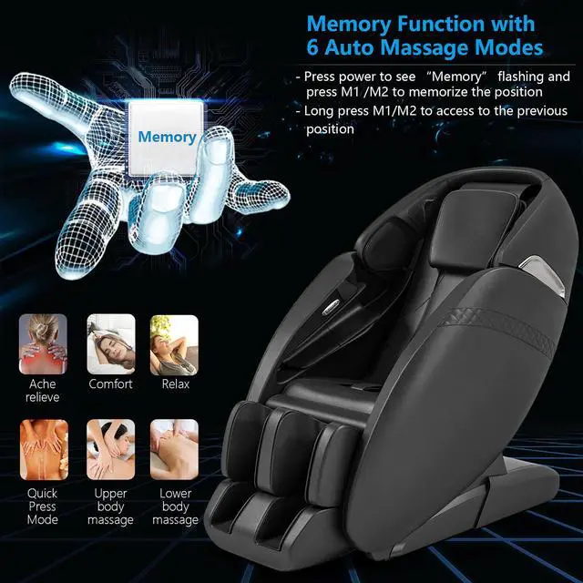 Alt view image 7 of 7 - Costway Full Body Zero Gravity SL Track Massage Chair w/ Negative Ion Generator