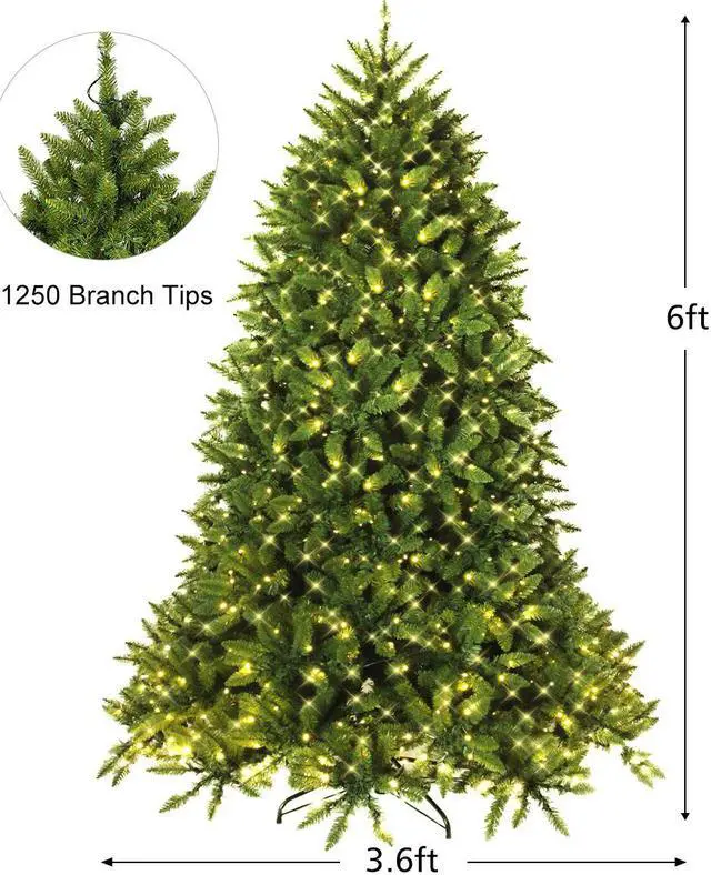 Alt view image 4 of 7 - Costway 6ft Pre-lit PVC Christmas Fir Tree Hinged 8 Flash Modes w/ 650 LED Light