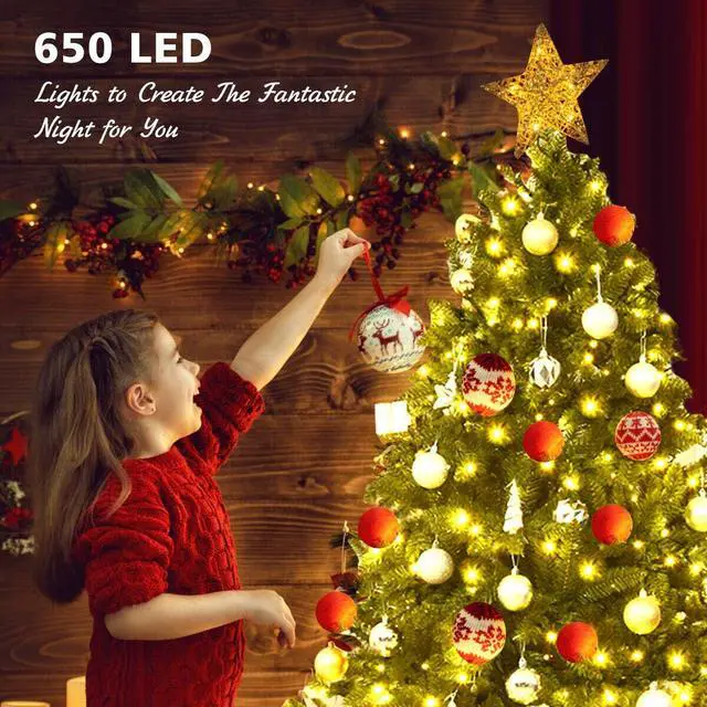 Alt view image 5 of 7 - Costway 6ft Pre-lit PVC Christmas Fir Tree Hinged 8 Flash Modes w/ 650 LED Light