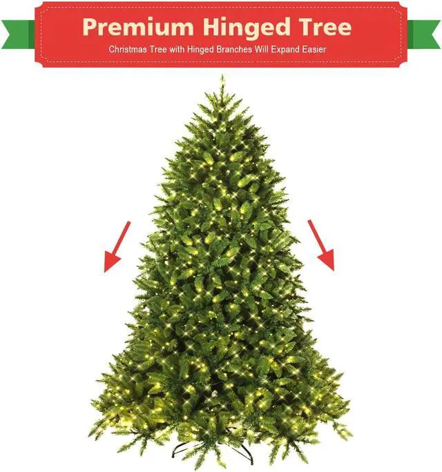 Alt view image 6 of 7 - Costway 6ft Pre-lit PVC Christmas Fir Tree Hinged 8 Flash Modes w/ 650 LED Light