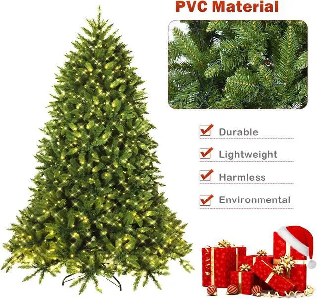 Alt view image 7 of 7 - Costway 6ft Pre-lit PVC Christmas Fir Tree Hinged 8 Flash Modes w/ 650 LED Light