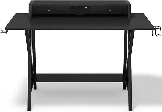 Alt view image 7 of 7 - Gaming Desk All-In-One Professional Gamer Desk Cup Headphone Holder Power Strip