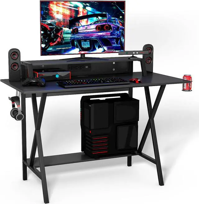 Main image of Gaming Desk All-In-One Professional Gamer Desk Cup Headphone Holder Power Strip