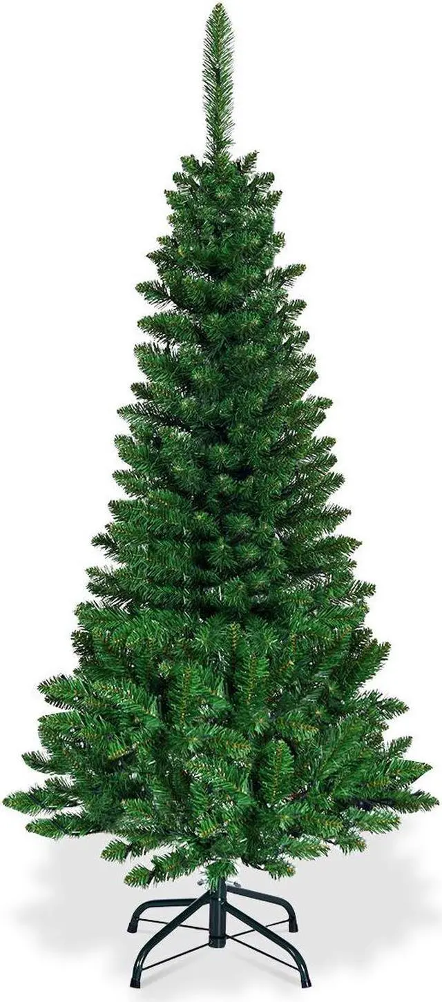 Alt view image 4 of 6 - Costway 4.5ft Pre-Lit Hinged Fir Pencil Christmas Tree 150 Multicolor Light