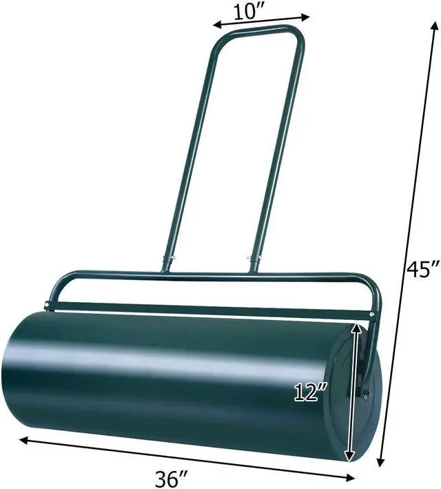 Alt view image 4 of 7 - Costway 17-Gallon Lawn Roller Heavy-Duty Steel Push/Pull Sod Roller 36"x12" Green