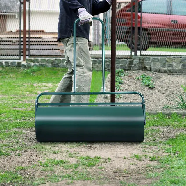 Alt view image 3 of 7 - Costway 17-Gallon Lawn Roller Heavy-Duty Steel Push/Pull Sod Roller 36"x12" Green