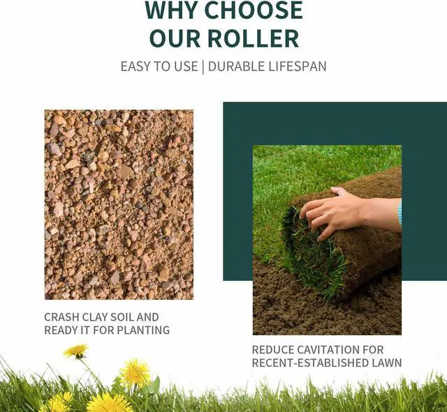 Alt view image 7 of 7 - Costway 17-Gallon Lawn Roller Heavy-Duty Steel Push/Pull Sod Roller 36"x12" Green