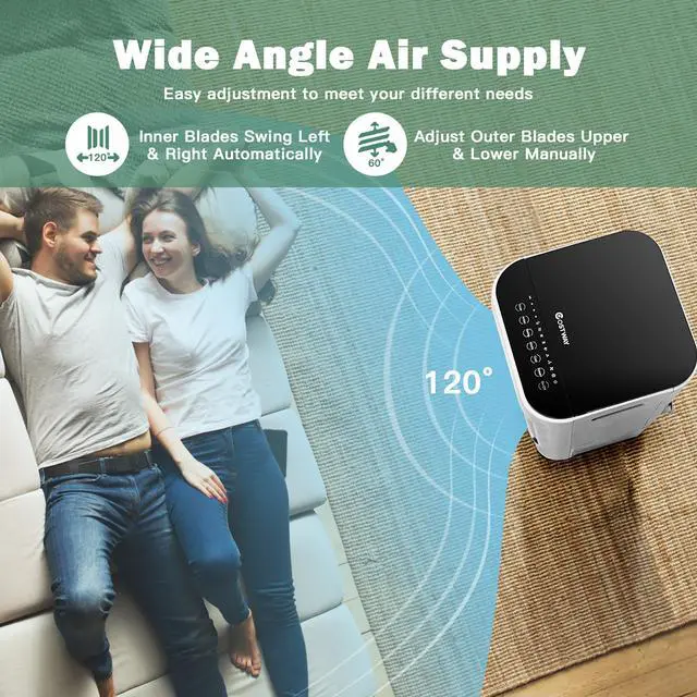 Alt view image 3 of 7 - Costway 4-in-1 Portable Evaporative Air Cooler 12L Water Tank 4 Ice Boxes