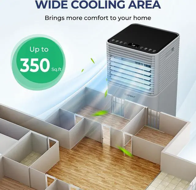 Alt view image 5 of 7 - Costway 6000 BTU (10000 BTU ASHRAE) Portable Air Conditioner 3-in-1 Air Cooler w/Dehumidifier & Fan Mode Gray