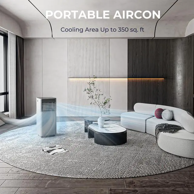 Alt view image 2 of 7 - Costway 6000 BTU (10000 BTU ASHRAE) Portable Air Conditioner 3-in-1 Air Cooler w/Dehumidifier & Fan Mode Gray