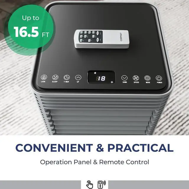 Alt view image 3 of 7 - Costway 6000 BTU (10000 BTU ASHRAE) Portable Air Conditioner 3-in-1 Air Cooler w/Dehumidifier & Fan Mode Gray