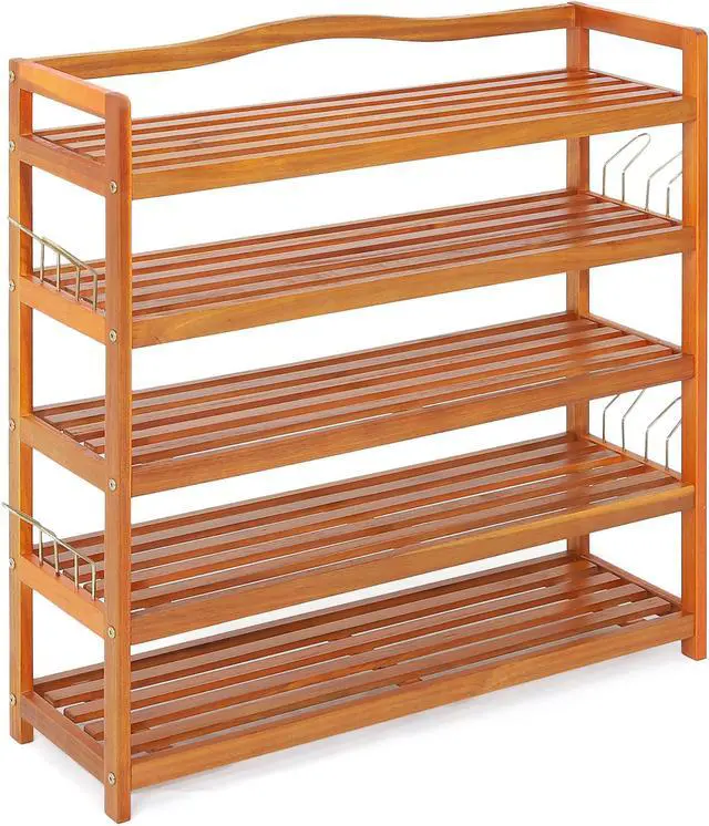 Main image of Costway 5-Tier Wood Shoe Rack Freestanding Large Shoe Storage Organizer Heavy-duty