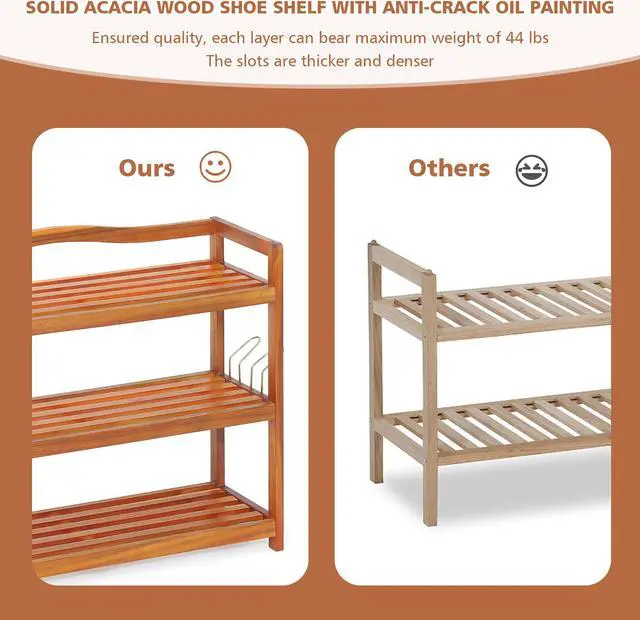 Alt view image 5 of 7 - Costway 5-Tier Wood Shoe Rack Freestanding Large Shoe Storage Organizer Heavy-duty