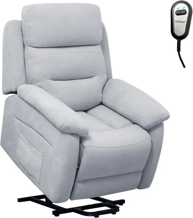 Main image of Costway Power Lift Recliner Chair Sofa for Elderly w/ Side Pocket & Remote Control Grey