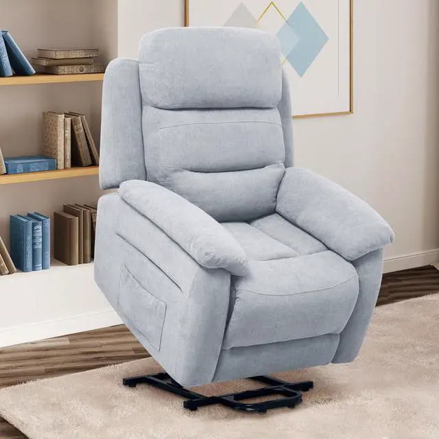 Alt view image 3 of 7 - Costway Power Lift Recliner Chair Sofa for Elderly w/ Side Pocket & Remote Control Grey
