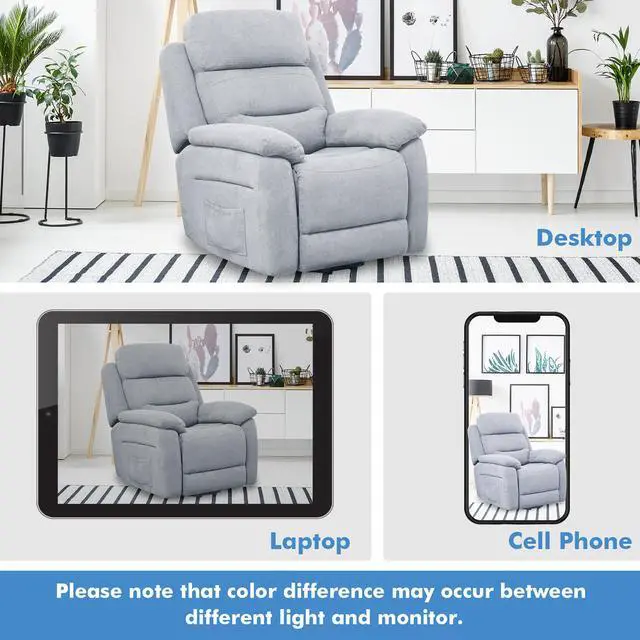 Alt view image 6 of 7 - Costway Power Lift Recliner Chair Sofa for Elderly w/ Side Pocket & Remote Control Grey