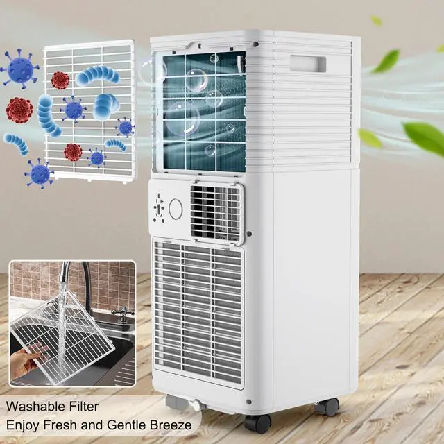 Alt view image 3 of 7 - Costway 6000 BTU (10000 BTU ASHRAE) Portable Air Conditioner 3-in-1 Air Cooler w/Dehumidifier & Fan Mode Black