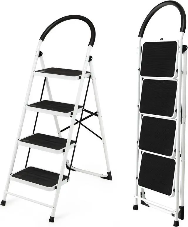 Main image of Costway 4 Step Ladder Folding Stool Heavy Duty 330Lbs Capacity Industrial Lightweight