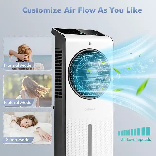 Alt view image 2 of 7 - Costway Evaporative Air Cooler 3-in-1 Portable Swamp Cooling Fan w/ 12H Timer Remote