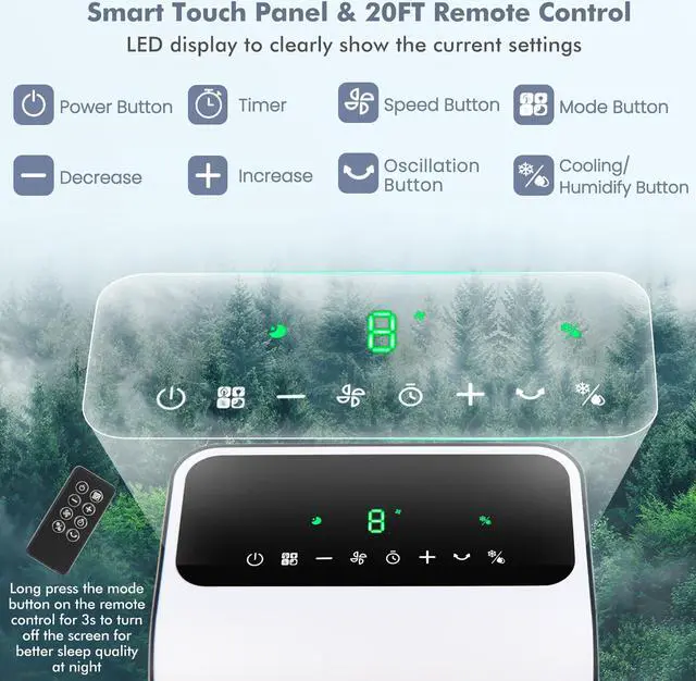 Alt view image 5 of 7 - Costway Evaporative Air Cooler 3-in-1 Portable Swamp Cooling Fan w/ 12H Timer Remote