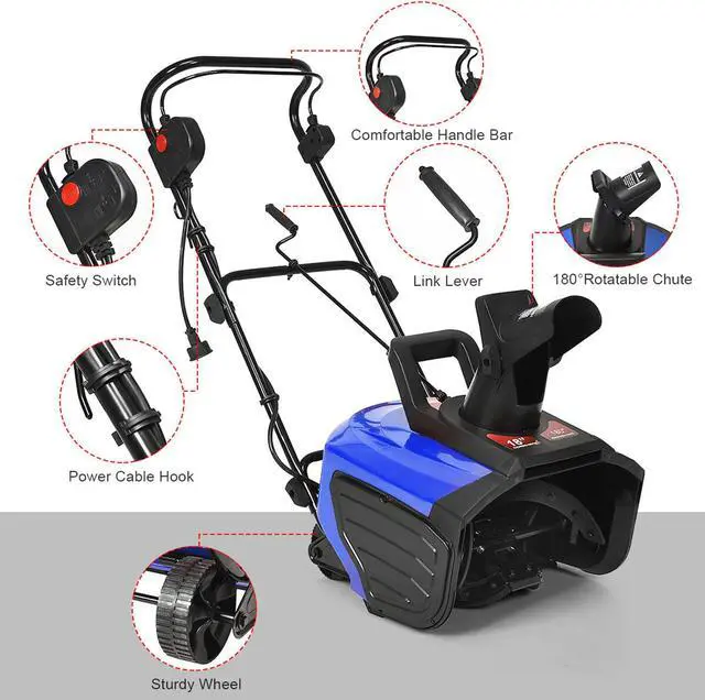 Costway 18-Inch 15 Amp Electric Snow Thrower Corded Snow Blower 720Lbs