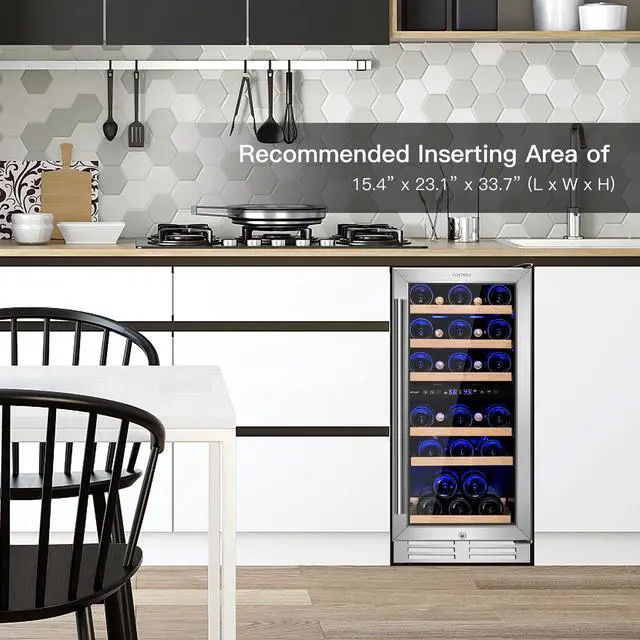 Alt view image 3 of 7 - Costway 30-Bottle Freestanding Wine Cooler 15''Dual Zones Wine Cellar w/ Temp Memory