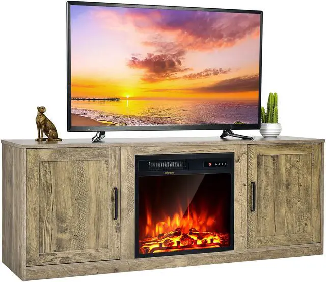 Main image of Costway 58'' Fireplace TV Stand Entertainment Console W/ 18'' Electric Fireplace Natural