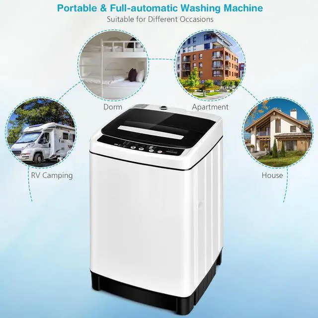 Alt view image 7 of 7 - Costway Full-Automatic Washing Machine 1.5 Cu.Ft 11 LBS Washer & Dryer White