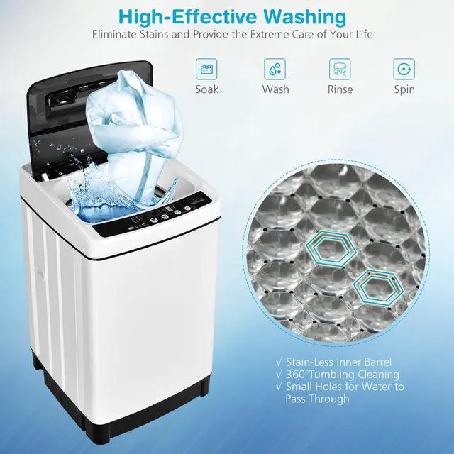 Alt view image 6 of 7 - Costway Full-Automatic Washing Machine 1.5 Cu.Ft 11 LBS Washer & Dryer White