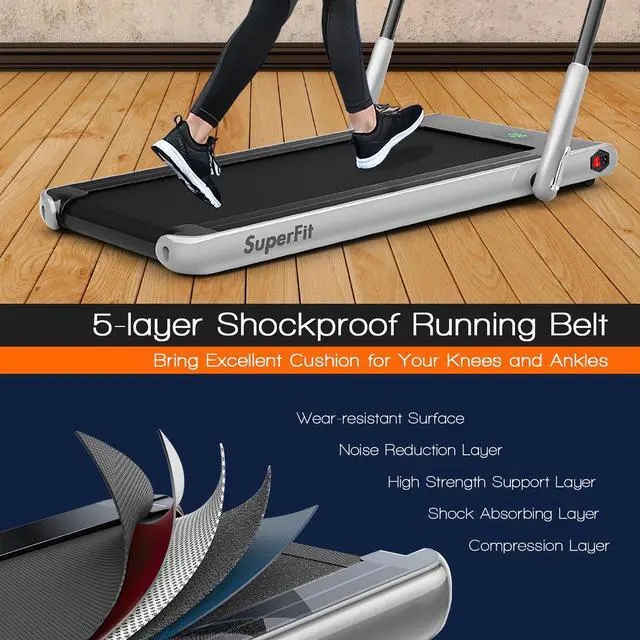 Alt view image 6 of 7 - SuperFit Up To 7.5MPH 2.25HP 2-in-1 Folding Under Desk Treadmill W/Speaker Controller APP, Single Display Screen Silver