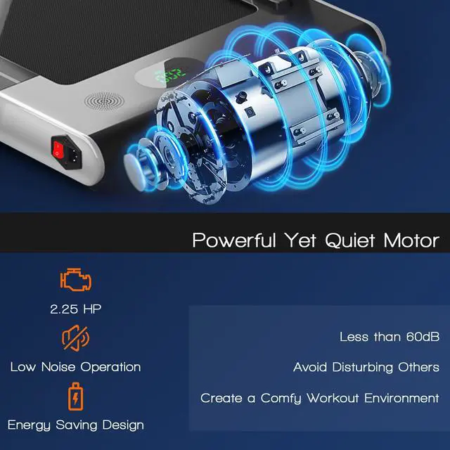 Alt view image 5 of 7 - SuperFit Up To 7.5MPH 2.25HP 2-in-1 Folding Under Desk Treadmill W/Speaker Controller APP, Single Display Screen Silver