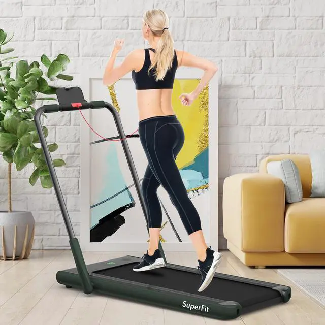 Alt view image 2 of 7 - 2.25HP 2 in 1 Folding Under Desk Treadmill W/Bluetooth Speaker Remote Control