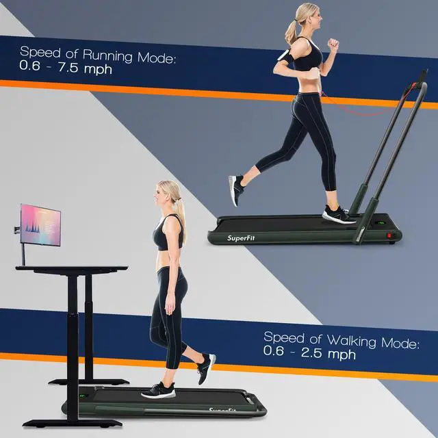 Alt view image 4 of 7 - 2.25HP 2 in 1 Folding Under Desk Treadmill W/Bluetooth Speaker Remote Control