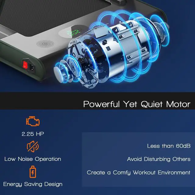 Alt view image 5 of 7 - 2.25HP 2 in 1 Folding Under Desk Treadmill W/Bluetooth Speaker Remote Control