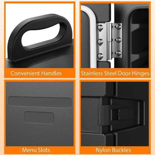 Alt view image 5 of 7 - Costway 4 Pack End-Loading Insulated Food Pan Carrier Hot Cold Black