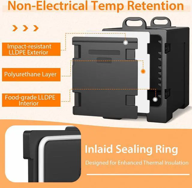 Alt view image 6 of 7 - Costway 4 Pack End-Loading Insulated Food Pan Carrier Hot Cold Black