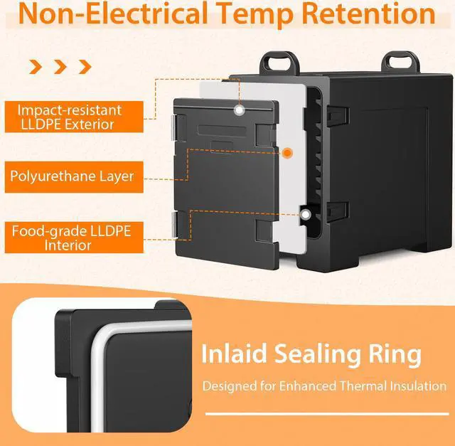 Alt view image 7 of 7 - Costway 4 Pack End-Loading Insulated Food Pan Carrier Hot Cold Black