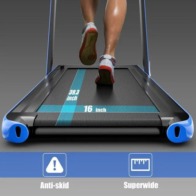 Alt view image 4 of 6 - SuperFit Up To 7.5MPH 2.25HP 2 in 1 Single Display Screen Treadmill W/ APP Control Speaker Remote Control Blue