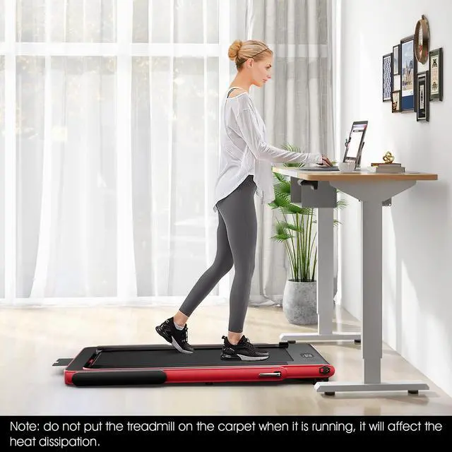 Alt view image 2 of 6 - SuperFit 2.25HP 2 in 1 Folding Treadmill Jogging Machine W/APP Control Red