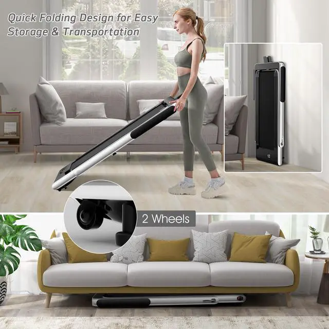 Alt view image 6 of 7 - 2.25HP 2 in 1 Dual Display Folding Treadmill Jogging Machine W/Bluetooth Speaker